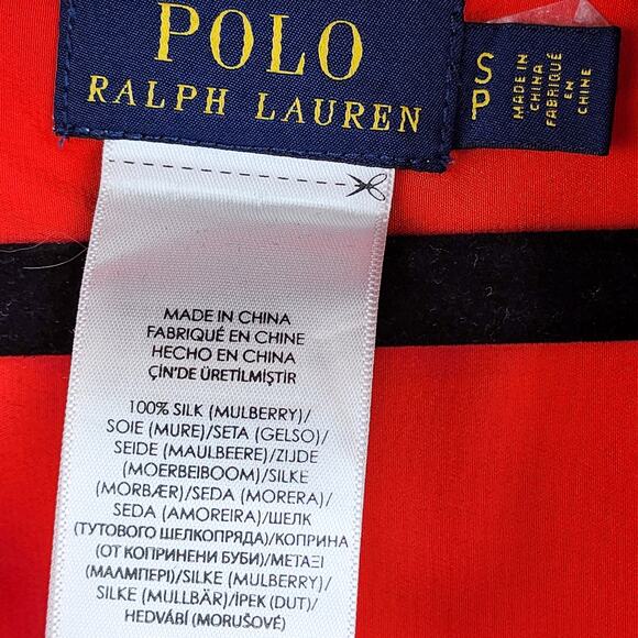 Polo Ralph Lauren Women’s Silk Shirt Red Drop Shoulder Sleeve Small Petite Size - Picture 7 of 9